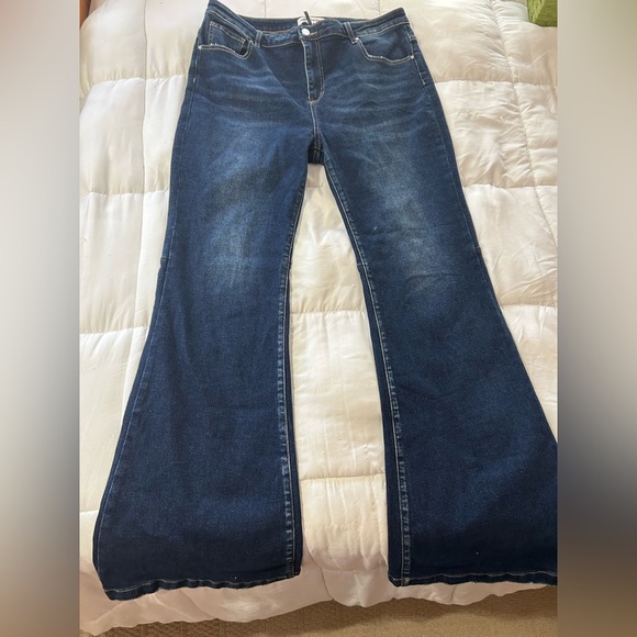 Freckled Poppy Risen X Flare Denim Jeans High Rise 1XL 34 - Picture 1 of 8